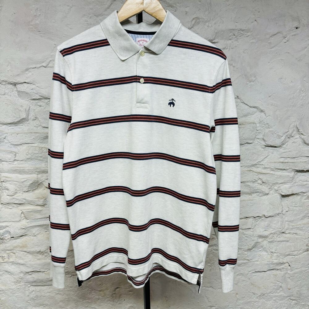 Brooks Brothers Striped Rugby Shirt Supima Cotton Stretch Long Sleeve Polo Prep